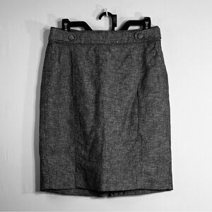 Banana Republic Cotton Linen Lined Button Zip Business Casual Pencil Skirt Sz 6